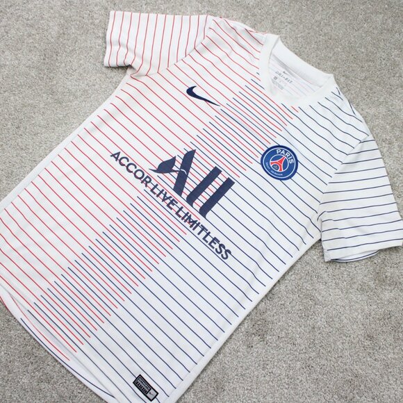 Nike x Paris Saint-Germain Shirt Mens Medium White PSG Pre-Match Training Jersey - Picture 3 of 14